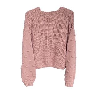 Moon & Madison Pom Pom Sleeve Sweater Blush Pink Size Small